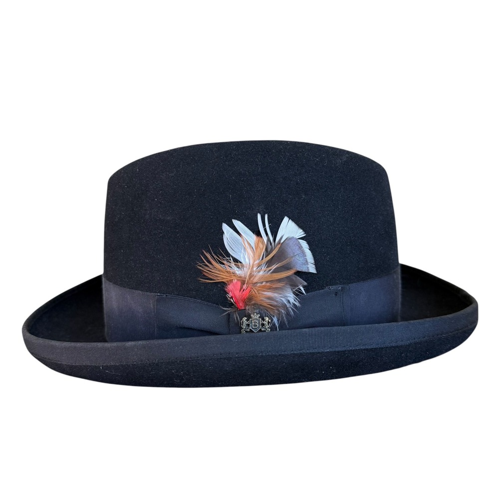 Biltmore Homburg Black Felt Dress Hat Made in Canada Size 7 3/8 BDF4502 0019